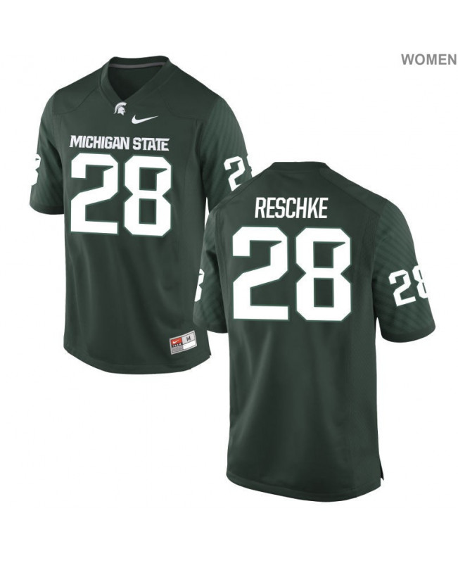 Women's Michigan State Spartans #28 Jon Reschke NCAA Nike Authentic Green College Stitched Football Jersey RU41I65CS